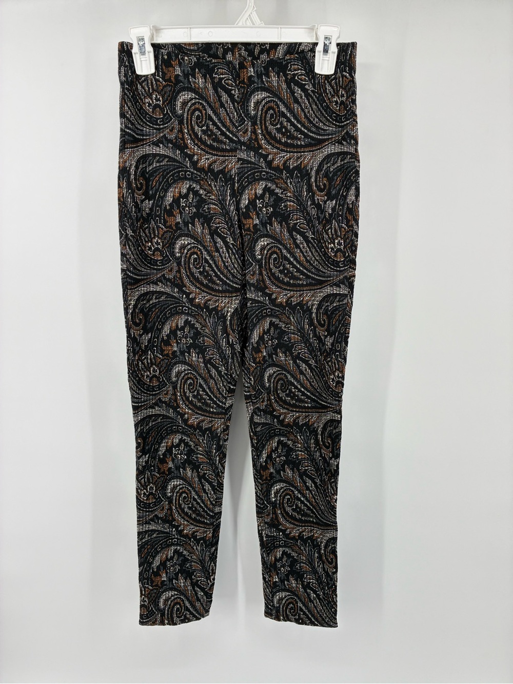 Paisley Print Pull-On Women’s Pants - Black & Brown